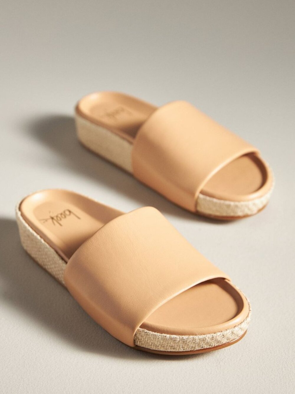 beek Peach/Tan Platform Slide Sandals